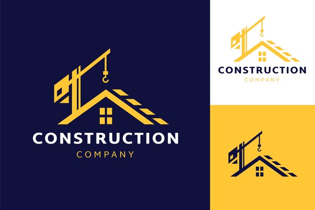Plantilla de logotipo de empresa de construcción dibujada a mano
