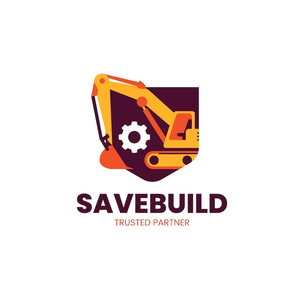 Plantilla de logotipo de empresa de construcción de diseño plano