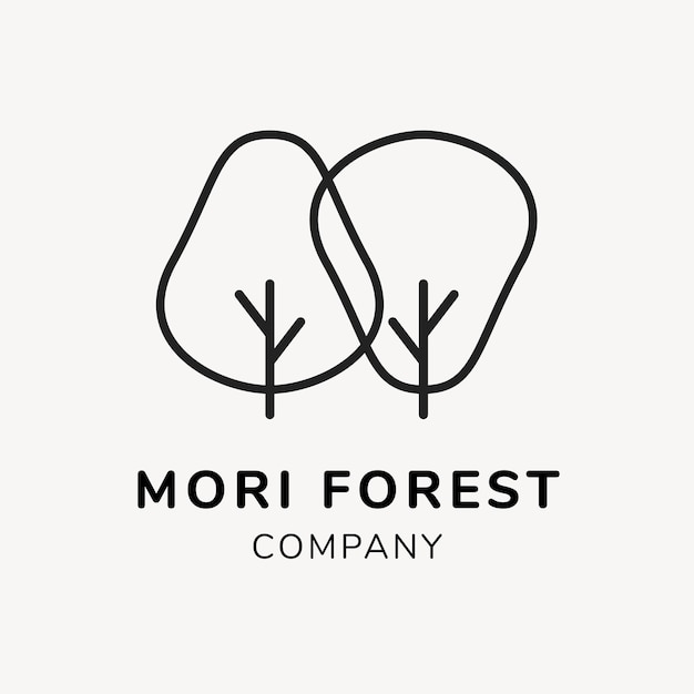 Vector gratuito plantilla de logotipo de empresa verde, vector de diseño de marca, texto de bosque mori