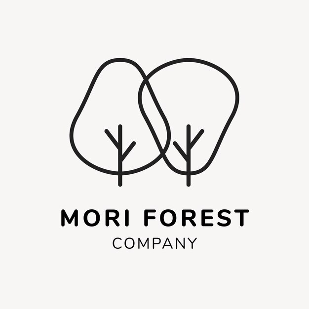 Plantilla de logotipo de empresa verde, vector de diseño de marca, texto de bosque mori