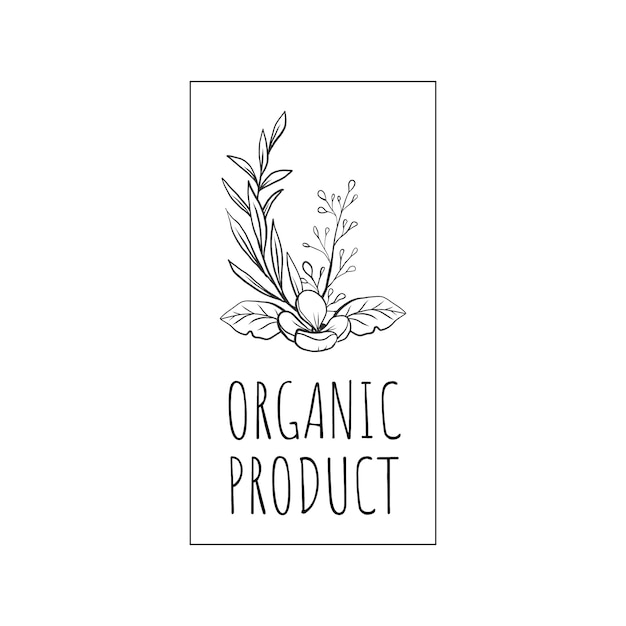 Plantilla de logotipo de entorno de producto orgánico dibujado a mano