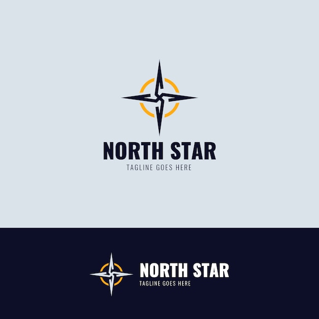 Plantilla de logotipo de estrella del norte de diseño plano