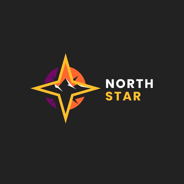 Plantilla de logotipo de estrella del norte plana