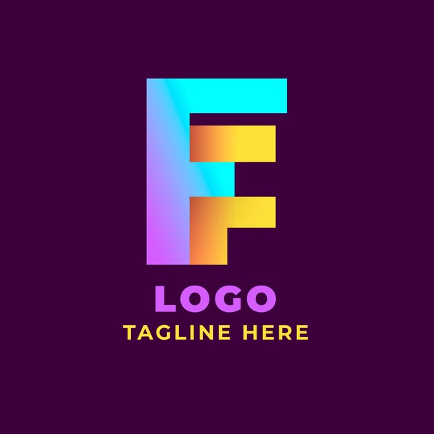 Plantilla de logotipo ff de monograma degradado