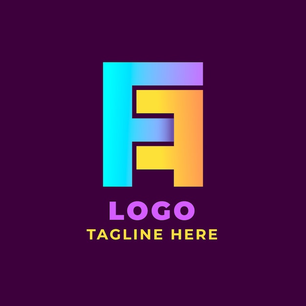 Plantilla de logotipo ff de monograma degradado