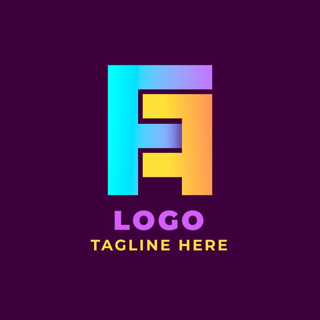 Plantilla de logotipo ff de monograma degradado