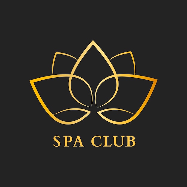 Plantilla de logotipo de flor de club de spa, vector de diseño moderno dorado
