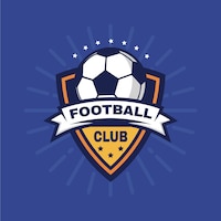 Vector gratuito plantilla de logotipo de fútbol de diseño plano dibujado a mano