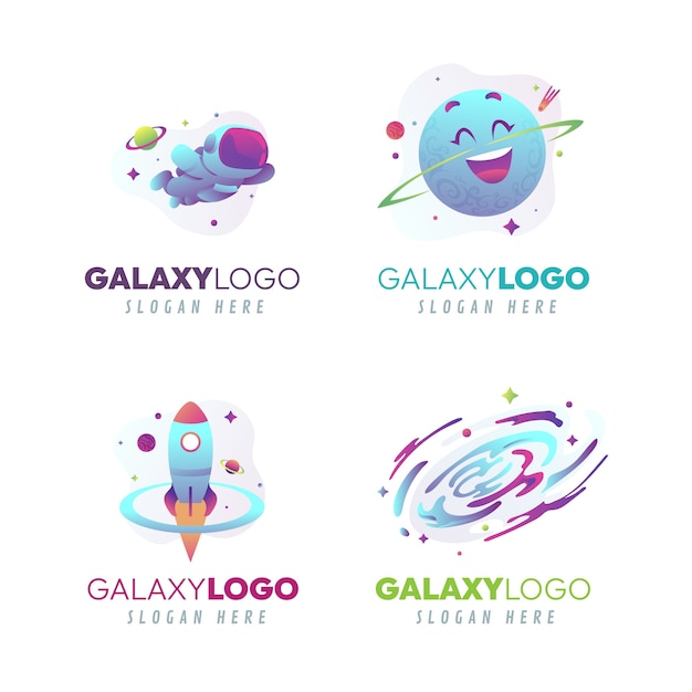 Vector gratuito plantilla de logotipo de galaxia degradado