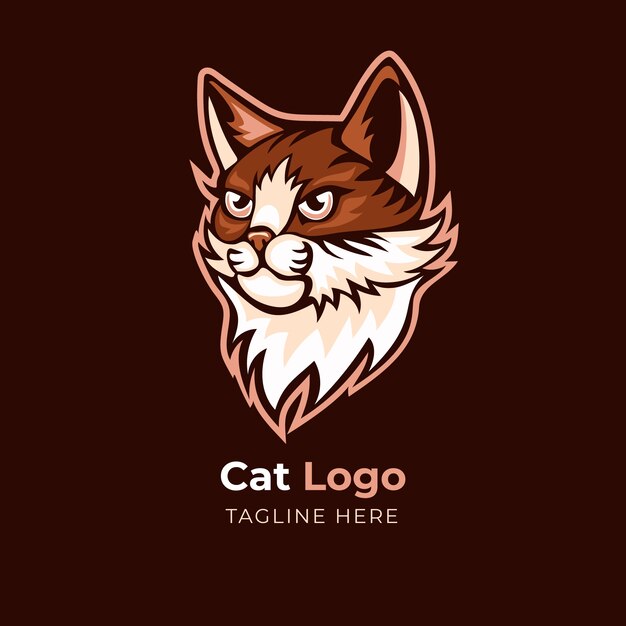 Plantilla de logotipo de gato dibujado a mano