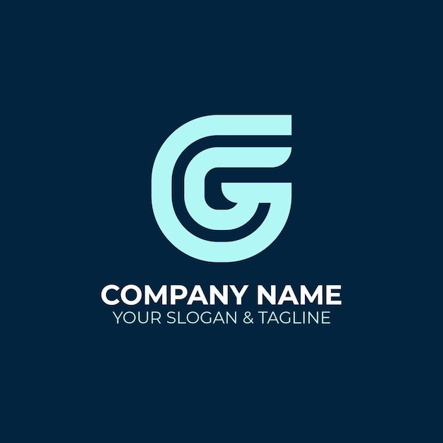 Plantilla de logotipo de gg de diseño plano