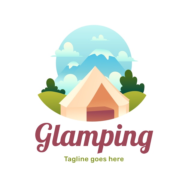 Plantilla de logotipo glamping degradado