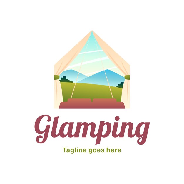 Vector gratuito plantilla de logotipo glamping degradado