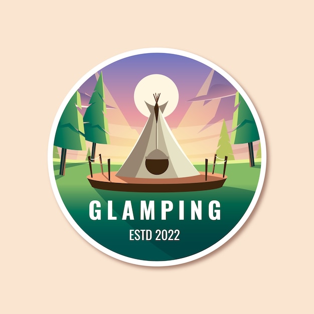 Vector gratuito plantilla de logotipo glamping degradado