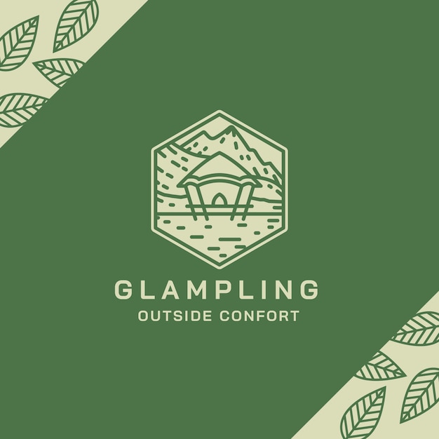 Vector gratuito plantilla de logotipo glamping dibujado a mano