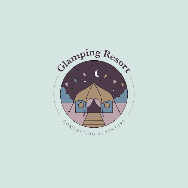 Vector gratuito plantilla de logotipo glamping dibujado a mano