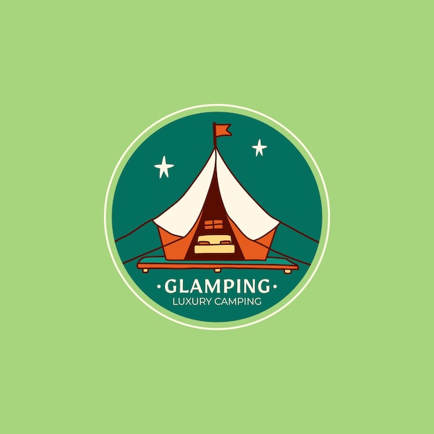 Vector gratuito plantilla de logotipo glamping dibujado a mano