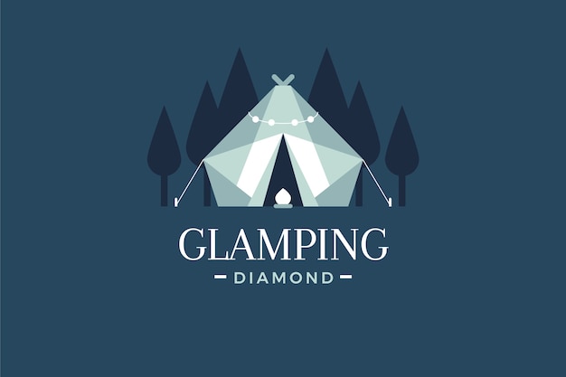 Vector gratuito plantilla de logotipo de glamping de diseño plano