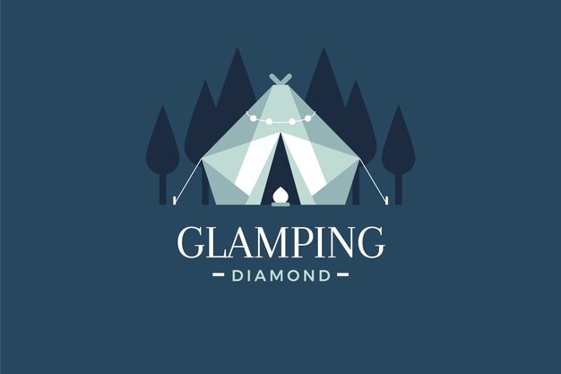 Plantilla de logotipo de glamping de diseño plano