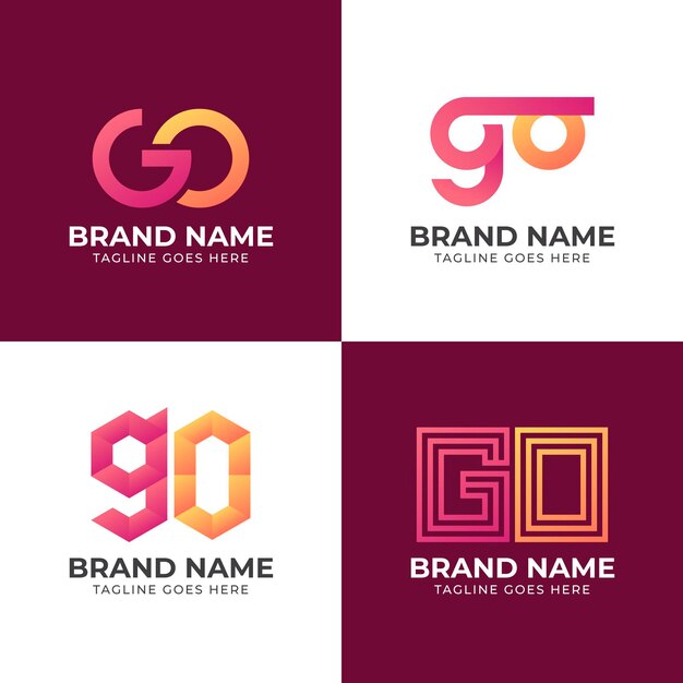 Plantilla de logotipo de go de color degradado