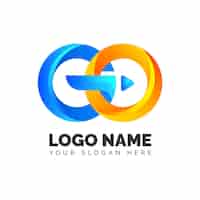 Vector gratuito plantilla de logotipo de go detallada