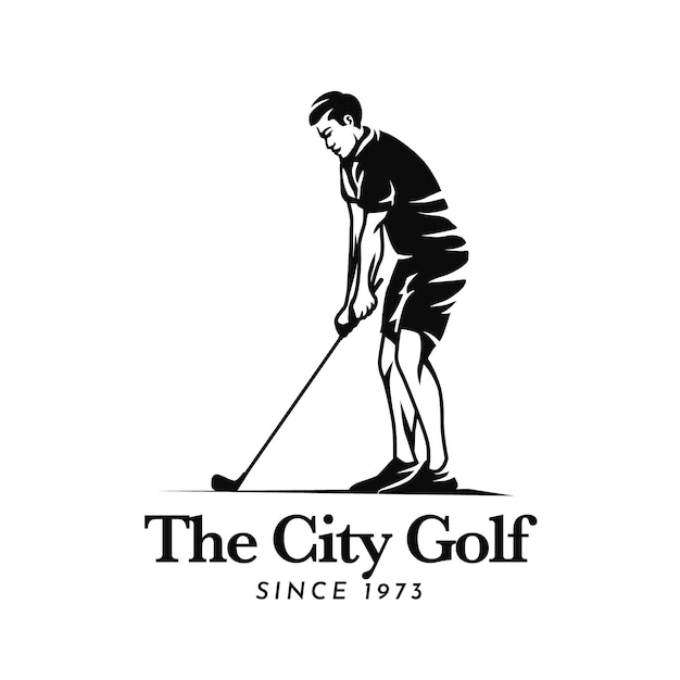 Plantilla de logotipo de golf de diseño plano dibujado a mano
