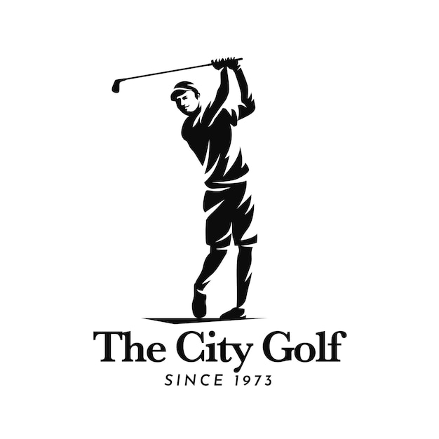 Plantilla de logotipo de golf de diseño plano dibujado a mano