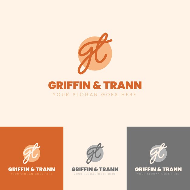 plantilla de logotipo de gt dibujada a mano