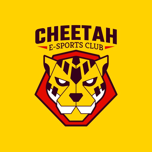 Plantilla de logotipo de guepardo esport dibujado a mano