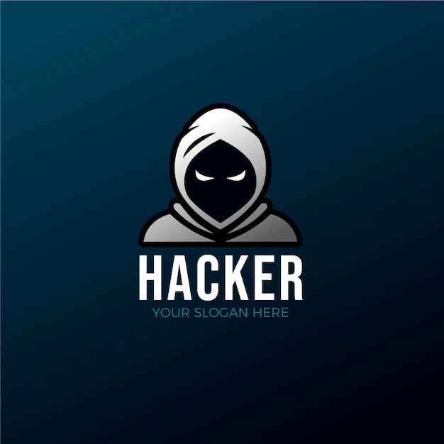 Plantilla de logotipo de hacker de color degradado