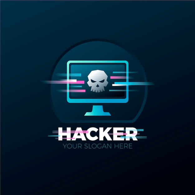 Plantilla de logotipo de hacker de color degradado