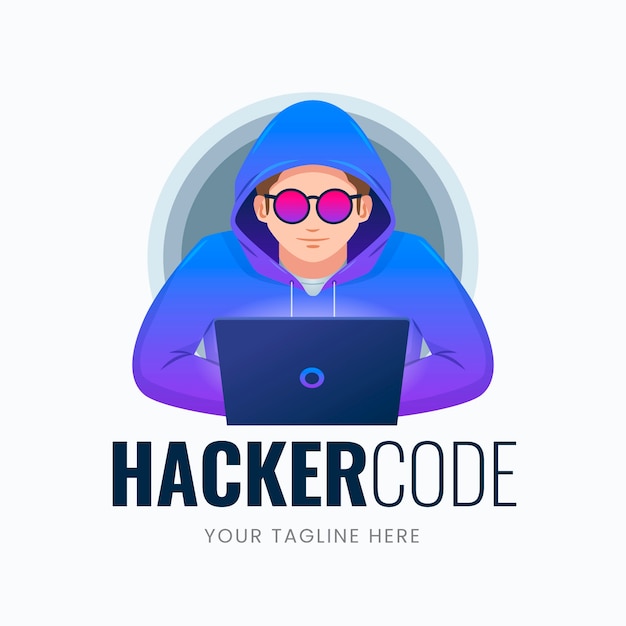 Vector gratuito plantilla de logotipo de hacker creativo