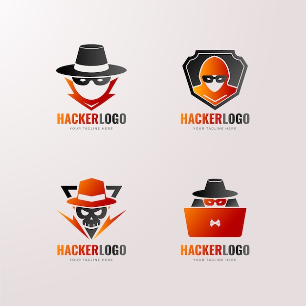 Vector gratuito plantilla de logotipo de hacker degradado