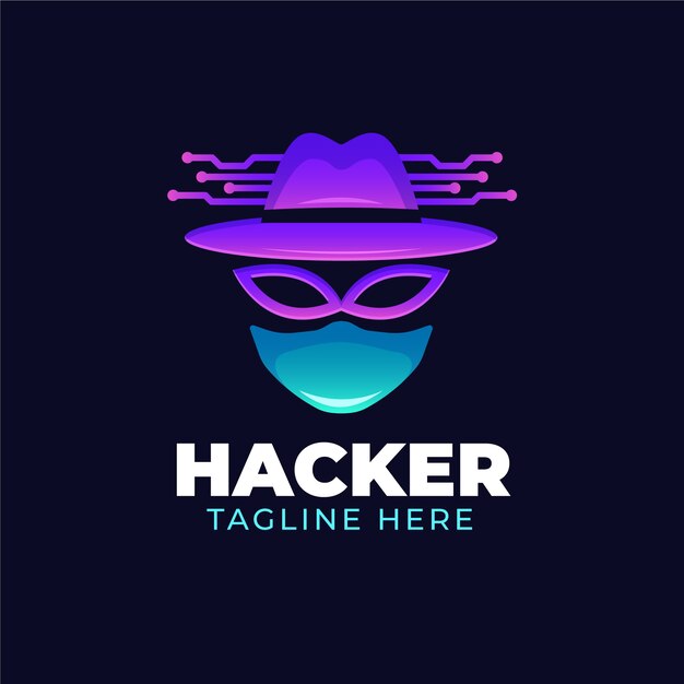 Vector gratuito plantilla de logotipo de hacker degradado