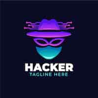 Vector gratuito plantilla de logotipo de hacker degradado