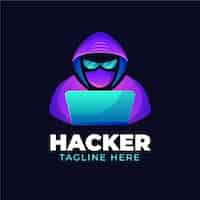 Vector gratuito plantilla de logotipo de hacker degradado