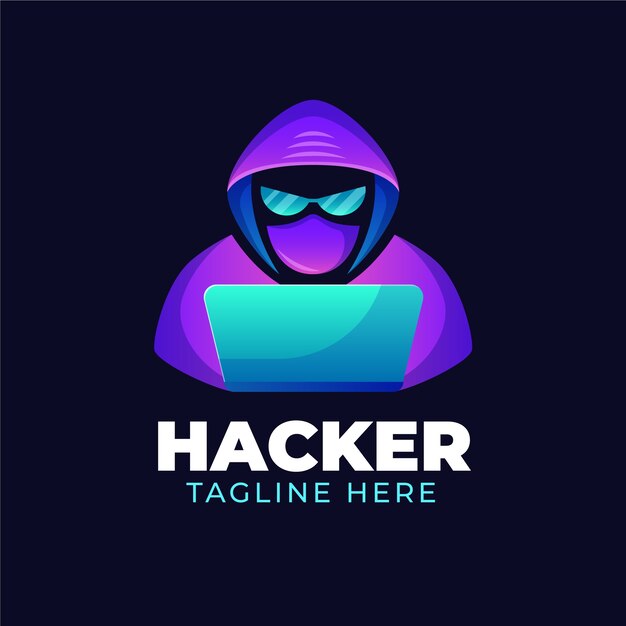 Plantilla de logotipo de hacker degradado