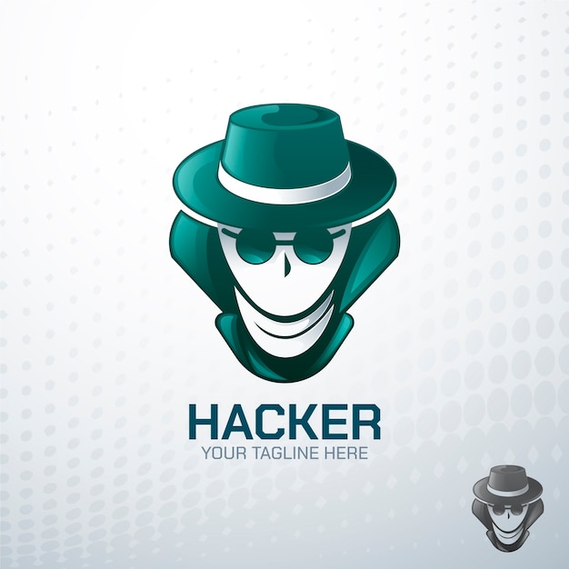 Vector gratuito plantilla de logotipo de hacker degradado