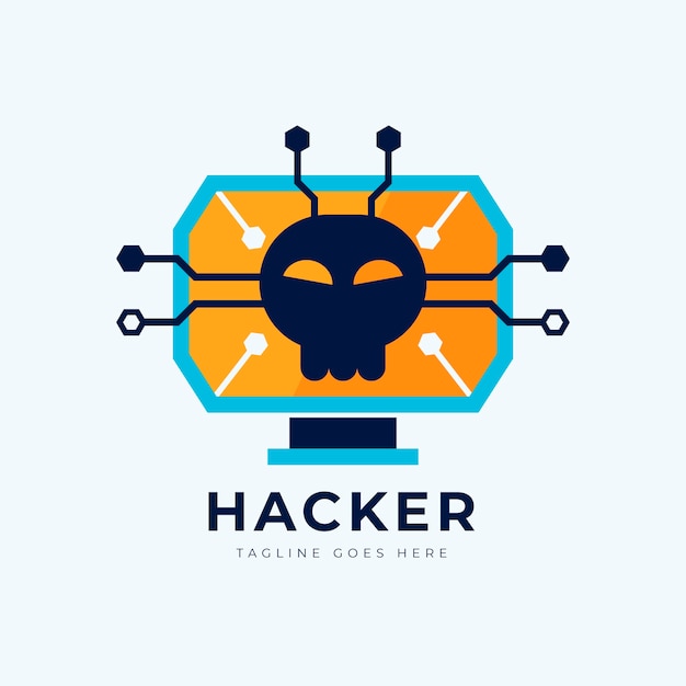 Plantilla de logotipo de hacker de diseño plano
