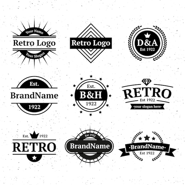 Vector gratuito plantilla de logotipo de identidad corporativa retro