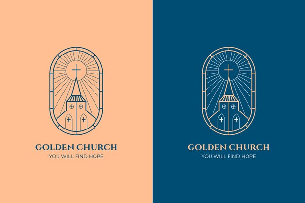 Plantilla de logotipo de iglesia dibujada a mano