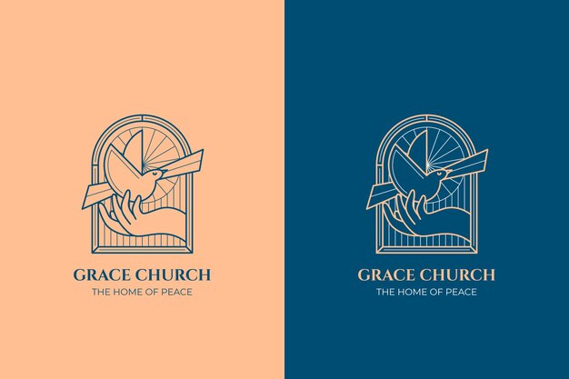 Plantilla de logotipo de iglesia dibujada a mano