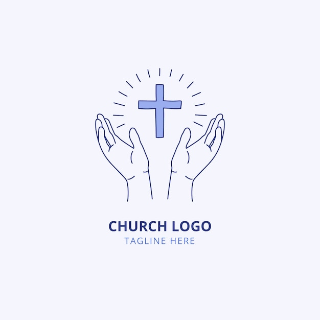 Vector gratuito plantilla de logotipo de iglesia dibujada a mano