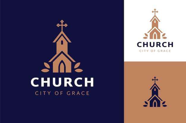 Vector gratuito plantilla de logotipo de iglesia de diseño plano