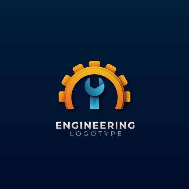 Vector gratuito plantilla de logotipo de ingeniería mecánica degradado