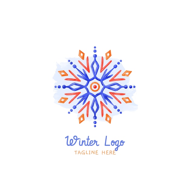 Vector gratuito plantilla de logotipo de invierno acuarela