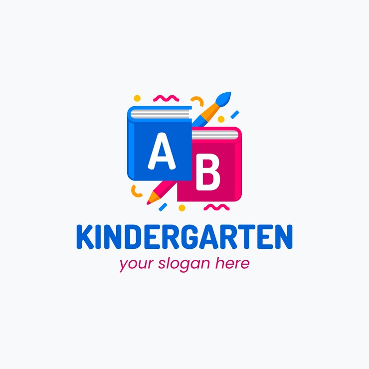 Vector gratuito plantilla del logotipo del jardín de infantes dibujada a mano