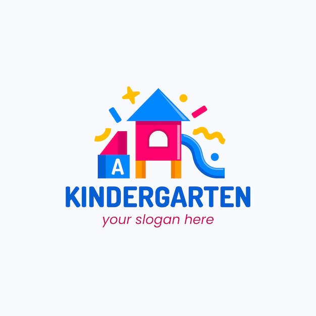 Vector gratuito plantilla de logotipo de jardín de infantes dibujado a mano