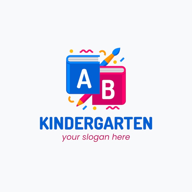 Plantilla de logotipo de jardín de infantes dibujado a mano