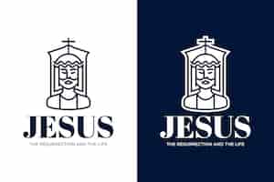 Vector gratuito plantilla de logotipo de jesús dibujado a mano